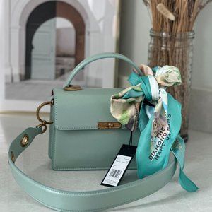 Marc Jacobs The Downtown Green/Teal Leather Shoulder Bag With Scarf